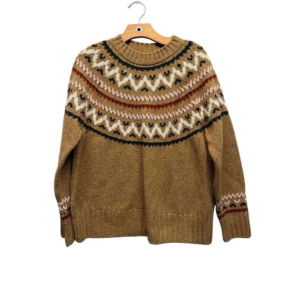 Barbour Fair Isle Langford Knit Wool Brown Sweater Cabincore Preppy